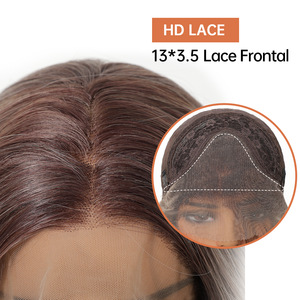 วิกผมลูกไม้ไหมนำเข้าจากต่างประเทศ ขนาด 13*4 นิ้ว ขายดีข้ามพรมแดน สำหรับผู้หญิง สามารถเย็บไฮไลท์สีน้ำตาลแบบสุ่มได้ วิกผมยาวหยิก ระบายอากาศได้ดี - Product Image 2