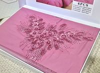 Ensemble de housse de couette moderne brodée de qualité, 6 pièces, motif floral, 4 taies d'oreiller, matériau polyester/coton, boîte cadeau de luxe