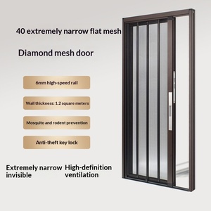 Malla de acero moderna minimalista de baja altura, puerta plegable de malla de diamante, puerta <span class=keywords><strong>corredera</strong></span> antirrobo, antimosquitos, a prueba de mascotas. - Product Image 4