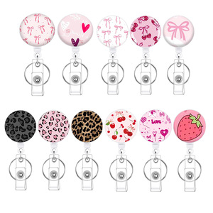 Bow-tie badge scroll with easy-pull clasp, stretchable 0.8mm thickened nylon thread, <b>ID</b> card <b>holder</b> with key ring. - Product Image 1