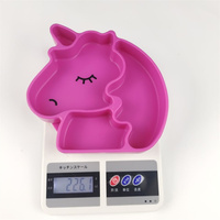 Vaisselle pour enfants, assiette d'alimentation en silicone divisée pour bébé avec ventouse, forme de sourire, sans BPA, 17,5 cm, 226 g