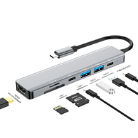 Adaptateur Hub USB Type C 7 en 1, Lecteur de Cartes Multiport 4K HDTV USB3.0 TF PD SD en Alliage d'Aluminium en Stock, Accessoires pour Ordinateur Personnel