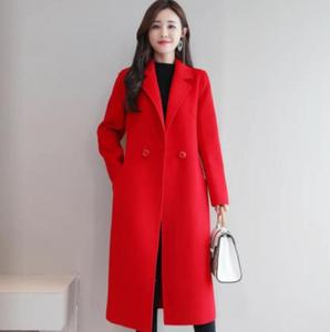 2022 bon prix mode féminine veste à carreaux moyen long Double boutonnage long manteau de <span class=keywords><strong>laine</strong></span> pour femmes - Product Image 4