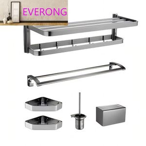 Ensemble d'accessoires de salle de bain moderne <span class=keywords><strong>5</strong></span> pièces en aluminium chromé argenté, quincaillerie de plomberie hôtelière, équipement de bain en acier inoxydable pour la maison - Product Image 1