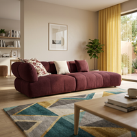 Canapé moderne en tissu bordeaux de 3 m, style italien minimaliste, forme organique, pour salon, meubles de luxe pour la maison