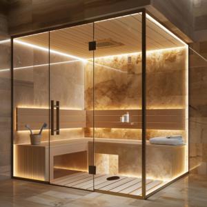 Sauna sec intérieur traditionnel finlandais au design moderne, poêle 6 kW, bois massif de pruche, fenêtres à traverse, vapeur personnelle - Product Image 4