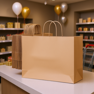 Bolsas de papel kraft marrón con asas de 16x6x12 pulgadas, paquete de 50 unidades para fiestas, compras y uso minorista - Product Image 2