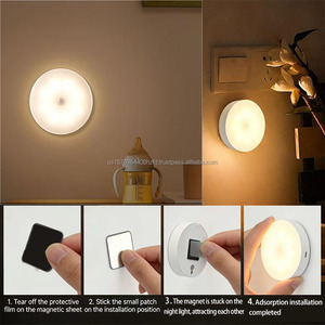 <b>LED</b> smart magnetic induction <b>light</b> USB rechargeable <b>bedroom</b> hallway <b>light</b> automatic human body sensor round cabinet <b>light</b> 5v - Product Image 3