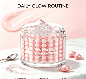 Crema facial de colágeno rosa de marca privada con ácido hialurónico y niacinamida, loción nocturna hidratante y reafirmante para todo tipo de piel - Product Image 4