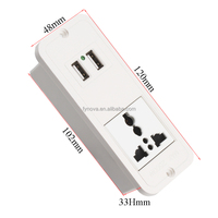 Câble d'extension Fynova Triple Prise Double USB Sans Soudure, Cordon de Charge Multi-Ports, Prise Encastrable pour Meubles UK AU CN
