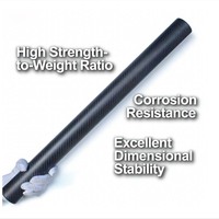 Tubo de Fibra de Carbono de Alta Resistencia de 50 mm de Diámetro Exterior, 3 mm de Espesor de Pared, 1500 mm de Longitud, Enrollado en Rollo, Tubo de Carbono 3K para Rodillos Industriales