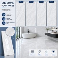 Carrelage mural en porcelaine effet marbre brillant 400x800mm, épaisseur 10mm, pour projets hôteliers et commerciaux modernes, finition un seul bloc quatre faces, directement de l'usine