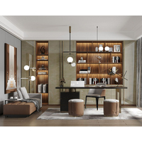 Étagère à livres moderne, bibliothèque, meubles design, bureau à domicile, coin de la pièce, étagère à livres en bois MDF avec bureau d'ordinateur