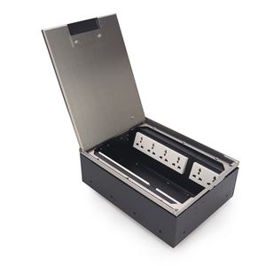 Système de boîte de sol pour câbles et données dissimulée avec couvercle en acier inoxydable encastré et cadre de sortie de câble à brosse - Product Image 3