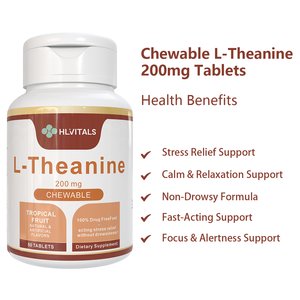 Tabletas Masticables de L-Teanina con Vitamina L OEM, Suplementos Cerebrales de L-Teanina para la Memoria y la Concentración - Product Image 4