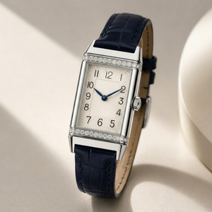 Reverso Designer Flip <b>Watch</b> Blue Leather Strap 904L Stainless Steel Sapphire Crystal Suitable For Women - Product Image 1