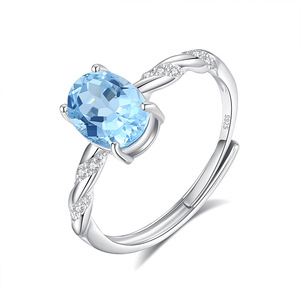 8 bagues torsadées en argent 925 de haute qualité, ajustables, avec pierres naturelles ovales de 6*8 mm, plaquées or blanc, bijoux élégants pour femmes - Product Image 1