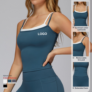 Top Sportivo da Donna Due Pezzi Personalizzato di Alta Qualità, Canotta Aderente con Colori a Contrasto, Abbigliamento da Palestra, Corsa, Fitness e Yoga - Product Image 3