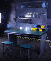 Nouvelle table de travail antistatique pour la réparation informatique avec panneau suspendu, ligne d'assemblage ESD, table de travail portable, table d'assemblage de pièces