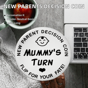 Moneda de doble cara 'Mummy's Daddy's Turn' plata nuevos padres toma de decisiones artesanía de Metal decoración del hogar regalo bebé recién nacido - Product Image 3