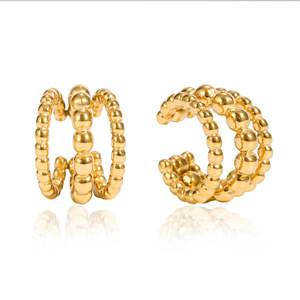 <b>Clip</b>-On Earrings Gold Plated Three Layer Ball Shape Geometric Design For Women Gift Jewelry - Product Image 5