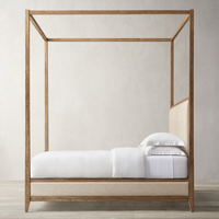 Lit à baldaquin moderne personnalisé en chêne massif noir pour chambre à coucher