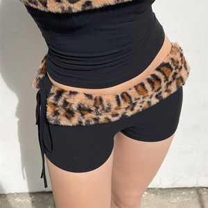 2025 Sexy Strapless Top Shorts Suit Plush <span class=keywords><strong>Leopard</strong></span> <span class=keywords><strong>2</strong></span> piezas Set Trajes para mujeres - Product Image 6