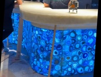 Décoration de maison de luxe Agate bleue grande dalle panneau comptoir Bar Top pierres précieuses Agate pierre carreaux de sol et panneau mural à vendre