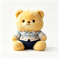 Adorable Ours en Peluche avec Chemise Rayée et Short, Doux et Moelleux, Compagnon pour Enfants, Cadeau, Décoration d'Intérieur