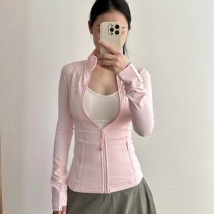 Lulu Orijinal Etiketli Define Dik Yaka Nefes Alabilen Yoga Kıyafetleri Uzun Kollu Ceket Açık Hava Koşusu Slim Fit Kadın Spor Giysisi - Product Image 3