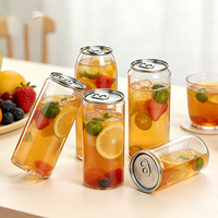Bouteilles en plastique personnalisées pour animaux de compagnie 210 ml 330 ml 350 ml 500 ml 650 ml 700 ml, transparentes, pour boissons froides, avec couvercles