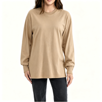 T-shirt à manches longues en coton jersey épais, coupe classique, imprimé personnalisé OEM, unisexe - Style streetwear décontracté