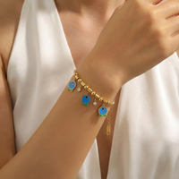 Bracelet en acier inoxydable plaqué or 18 carats résistant au ternissement pour femmes, avec breloque en forme de poisson en zircone, chaîne à maillons, bijoux tendance, cadeau