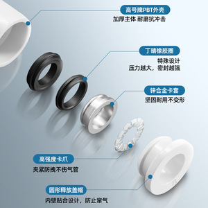 Connecteur pneumatique flexible en cuivre blanc PH8-02, connecteur pneumatique à angle droit hexagonal externe - Product Image 2