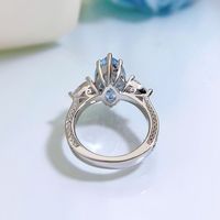 Bague en argent sterling 925 plaqué rhodium avec zircon cubique blanc et bleu taille marquise 8*16 pour fiançailles, mariage et soirée