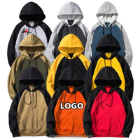 Hoodie katun desain kustom sampel gratis, atasan pendek polos hitam model dropped shoulder untuk pria, grosir