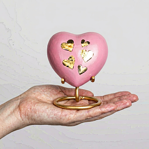 Handmade <b>Ceramic</b> Teardrop Pet Urn Pink Heart Design for <b>Dogs</b> Durable Memorial Casket - Product Image 6