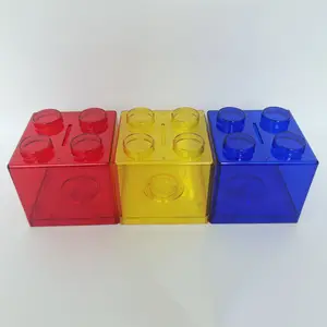 사용자 정의 로고 도매 다채로운 스태킹 블록 저장 동전 돼지 저금통 플라스틱 레고 돈 상자
