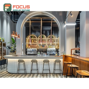 ชั้นวางสินค้ากาแฟสมัยใหม่ ชั้นวางแสดงสินค้ากระจกนิรภัย ช่องแสดงอุปกรณ์เสริม ชั้นวางแสดงสินค้าสำหรับร้านกาแฟ - Product Image 2