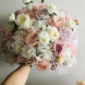P-030 Hochwertige Künstliche Blumen Rosa Rose Pfingstrose Hortensie Hochzeits-Kussblumenball zum Aufhängen - Product Image 4