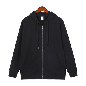 เสื้อสเวตเชิ้ตมีฮู้ดซิปหน้าสำหรับผู้ชาย ผ้าฝ้ายแท้ 350 กรัม ทรงหลวม สีพื้น ผ้าเทอร์รี่ สำหรับใส่พักผ่อน - Product Image 1