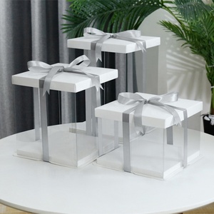 New high quality transparent pet Birthday wedding party luxury gift box transparent tall cake box