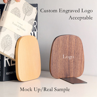 Support ovale décoratif de bureau de luxe moderne avec logo gravé personnalisé serre-livres en bois de hêtre et noyer