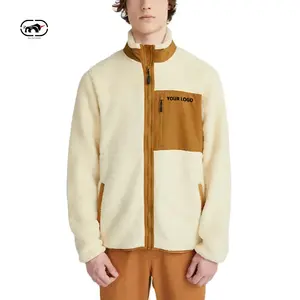 Custom Logo Stand Collar Men's Wool Fleece Jacket Embroidery Zip Up Sherpa Fleece Jacket Man