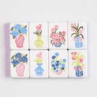 Tuiles de Mahjong Américaines en Acrylique à Motif Ruban Bleu, Couleurs Personnalisables, Coffret Cadeau pour la Maison, Cristal à Points Marqués à la Main