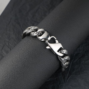 Bracelet en aluminium pour hommes, 21.5Cm, motif diamant, design alphanumérique, bijoux, cadeau CE609 - Product Image 2