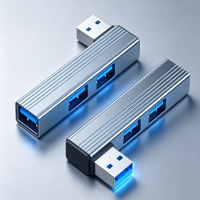 Hub USB portable multiport en aluminium compact 4 ports, adaptateur d'extension pour ordinateur portable, ordinateur de bureau, accessoires de bureau
