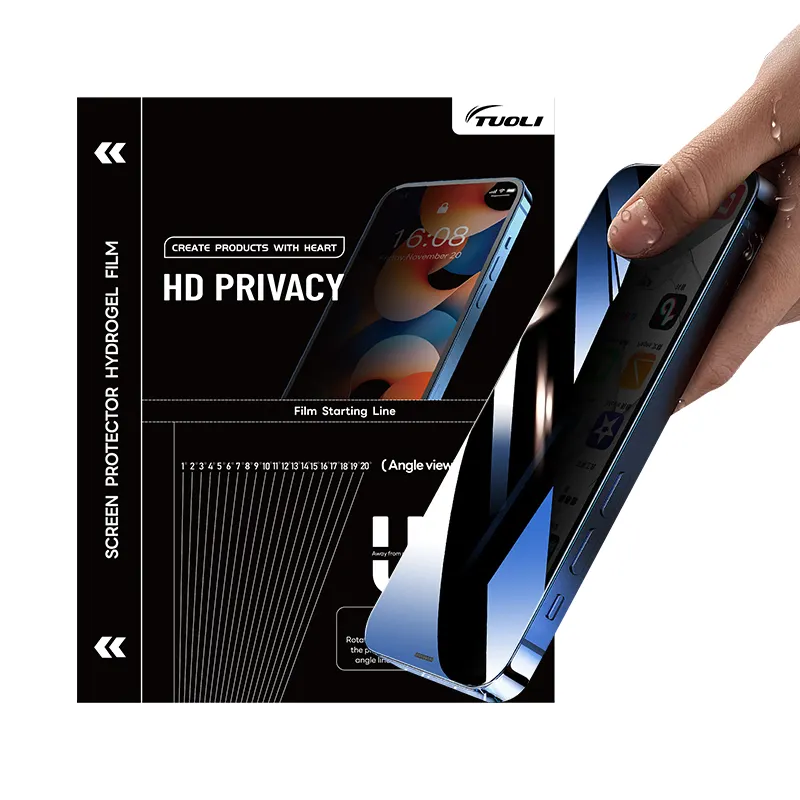 TuoLi tedarikçisi özel 4A tam kapak antii-scratch HD UV hidrojel Film gizlilik telefon ekran koruyucu