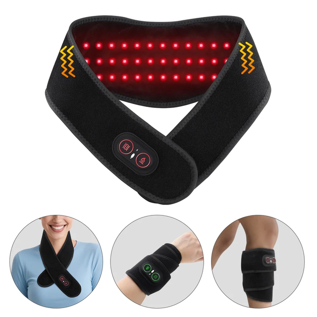660-850nm Cordless Heated Neck Wrap Electric Heating Pad Neck Pain Relief Wireless Neck Massager Red Light Therapy