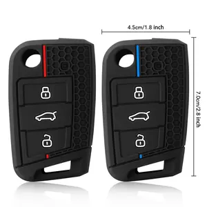 <span class=keywords><strong>Coque</strong></span> de <span class=keywords><strong>clé</strong></span> en silicone à 3 boutons pour VW Polo Golf 7, Skoda Octavia Kodiaq Karoq, <span class=keywords><strong>SEAT</strong></span> Ateca <span class=keywords><strong>Leon</strong></span>, 2016-2018 - Product Image 6